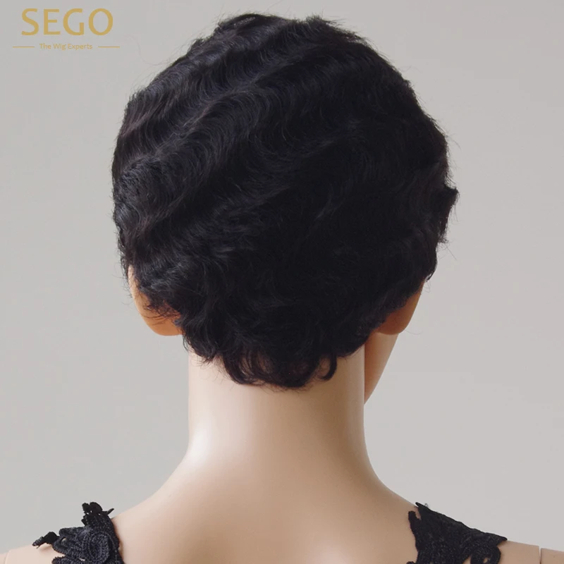 SEGO короткий парик человеческих волос 130% Плотность для черных женщин remy