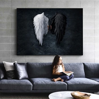 

Black And White Angel Wings Canvas Art Posters And Prints Modern Art Canvas Paintings On the Wall Art Pictures For Living Room