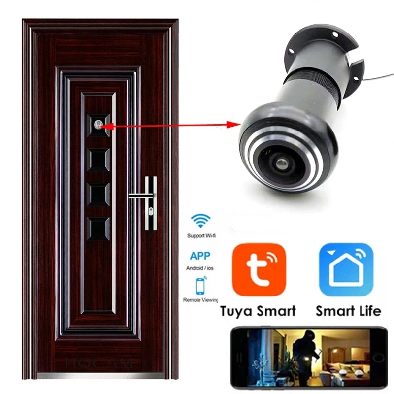 Tuya Wifi Door Eye Camera Mini Peephole Door Wifi Ip Camera 1.66mm Wide