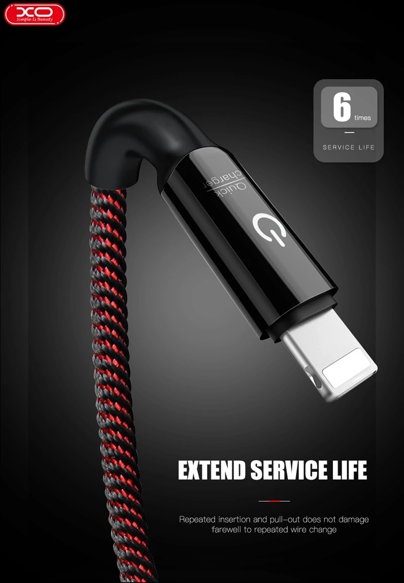 XO USB кабель для iPhone 11 Pro Max XS Max 6s 7 8 3A быстрое зарядное устройство кабель USB с подсветкой шнур портативный полностью зарядное устройство кабель