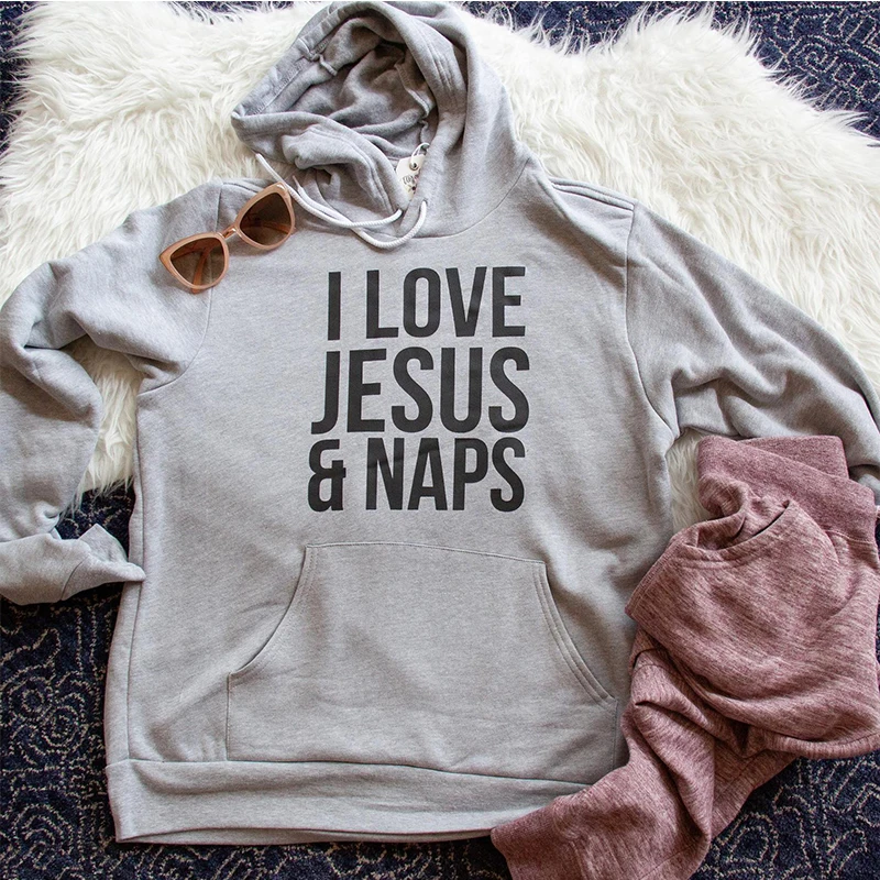 I Love Jesus& Naps толстовки унисекс с длинными рукавами джемпер христианские пуловеры повседневные женские Библейские стихи религиозная церковная Толстовка - Цвет: gray-black text