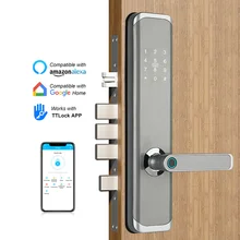Cerradura electrónica inteligente con huella dactilar para puerta, dispositivo de cierre con código de teclado, Bluetooth, app Digital, APP TT, WiFi, sin llave