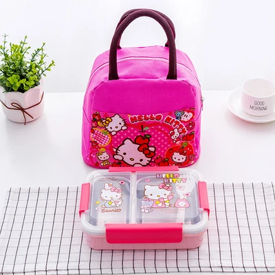 С ложкой вилка мультфильм KT Doraemon Мелодия автомобиль Микки Минни SUS304 Bento коробка фрукты контейнер для еды и обедов - Цвет: design 5 with bag