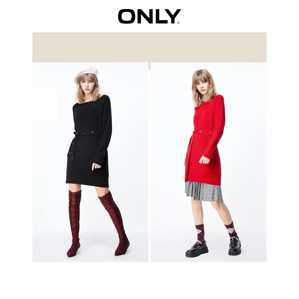ONLY Autumn Winter Women's Loose Fit Cinched Waist Knit Dress | 119346523