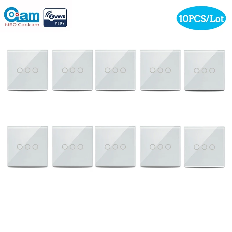 US $220.92 Coolcam 10PCSLot Wireless Zwave Light Switch 3 Gang EU 8684MHZ Touch Panel Smart Home Device 3CH Home Automation Z Wave Plus