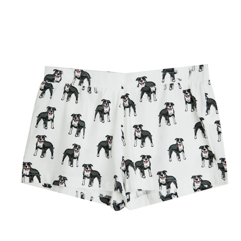 Pitbull gray shorts Из США корги печати милый сна низ вязание хлопок пижамы шорты для женщин Мульти собаки стили эластичный пояс свободные B61002 - Цвет: Pitbull gray shorts