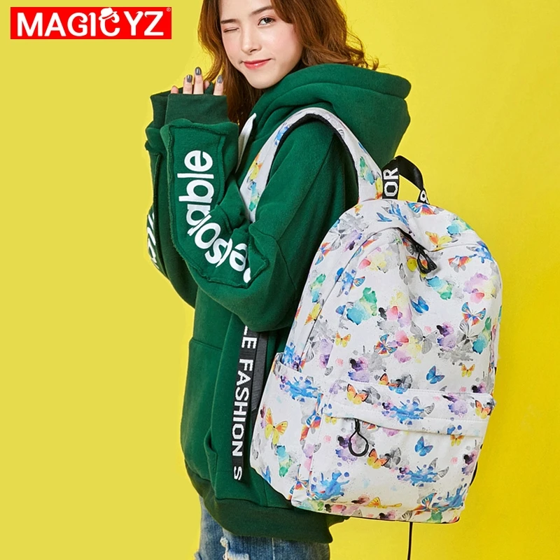 

Waterproof women backpack Cute butterfly Backpack for Teenage Girls student bag fresh female printing computer backpack