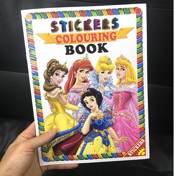 

16 pages Princess Girls Coloring Book Sticker Book For kids Children Adults colouring Painting Drawing story color books