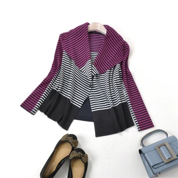 

HOT SELLING Fashion miyake fold of a grain of button striped coat IN STOCK
