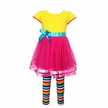 Нарядное платье Нэнси для девочек и леггинсы, комплект на Хэллоуин, мягкий костюм Нэнси, костюм, вдохновленное платье-пачка, Радужное платье для малышей