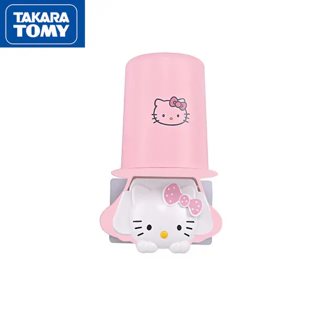 TAKARA TOMY Cute Cartoon Hello Kitty Toothbrush Holder Suction Wall Wall Free Punch Wash Mouth Cup Holder Set 2