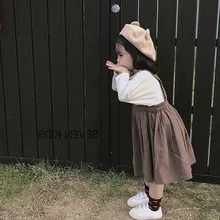 Новинка; Весенняя Юбка для маленьких девочек; От 1 до 7 лет для детей; милые детские однотонные юбки на лямках с эластичной резинкой на талии для маленьких девочек; повседневная одежда