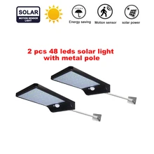 2/4pcs 48 LED Outdoor Solar Light Waterproof PIR Motion Sensor Emergency Security Light Solar Powered Wall Lamp For Yard Garden