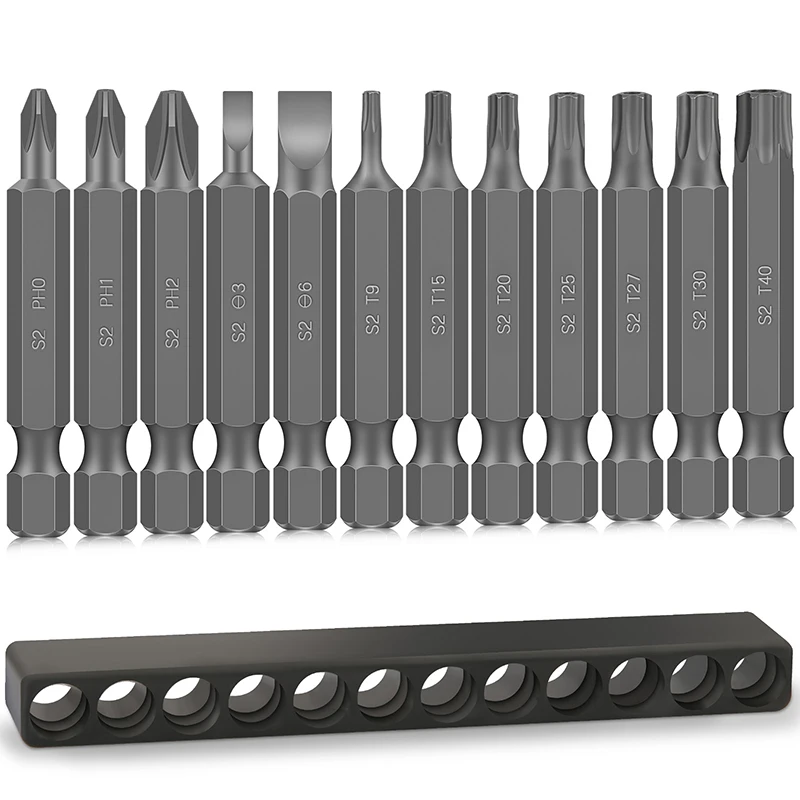 Набор сверл Torx комплект из 12 насадок длина 50 мм магнитные звездообразные