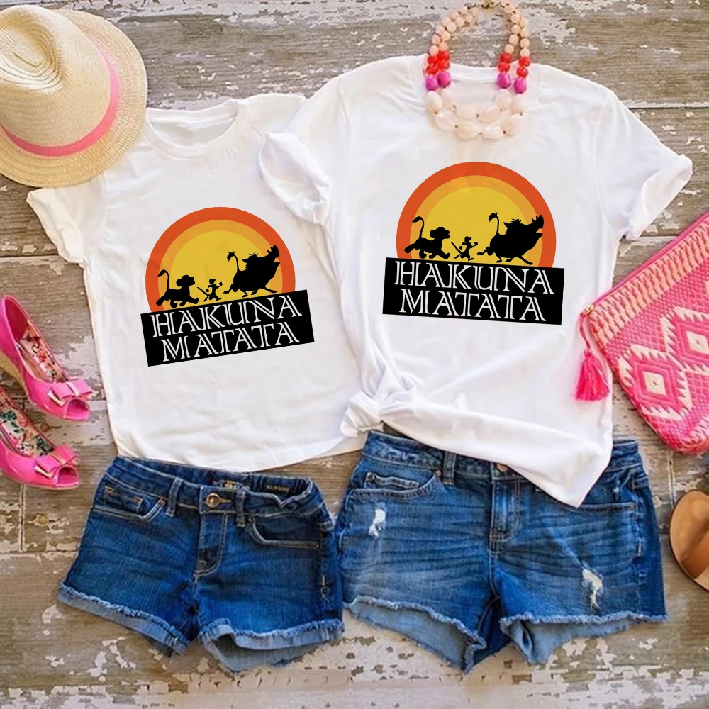 Summer Women Men T Shirt HAKUNA MATATA Short Sleeve Lion King Graphic Children Tees Top Casual Family Matching Clothes coordinating family outfits Family Matching Outfits