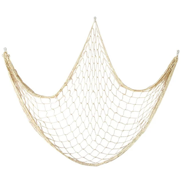 200Cm X 150Cm Fishing Net With Shells Beach Theme Decor For Party Home  Living Room Bedroom Mediterranean Style Decor Wall Decor (White)