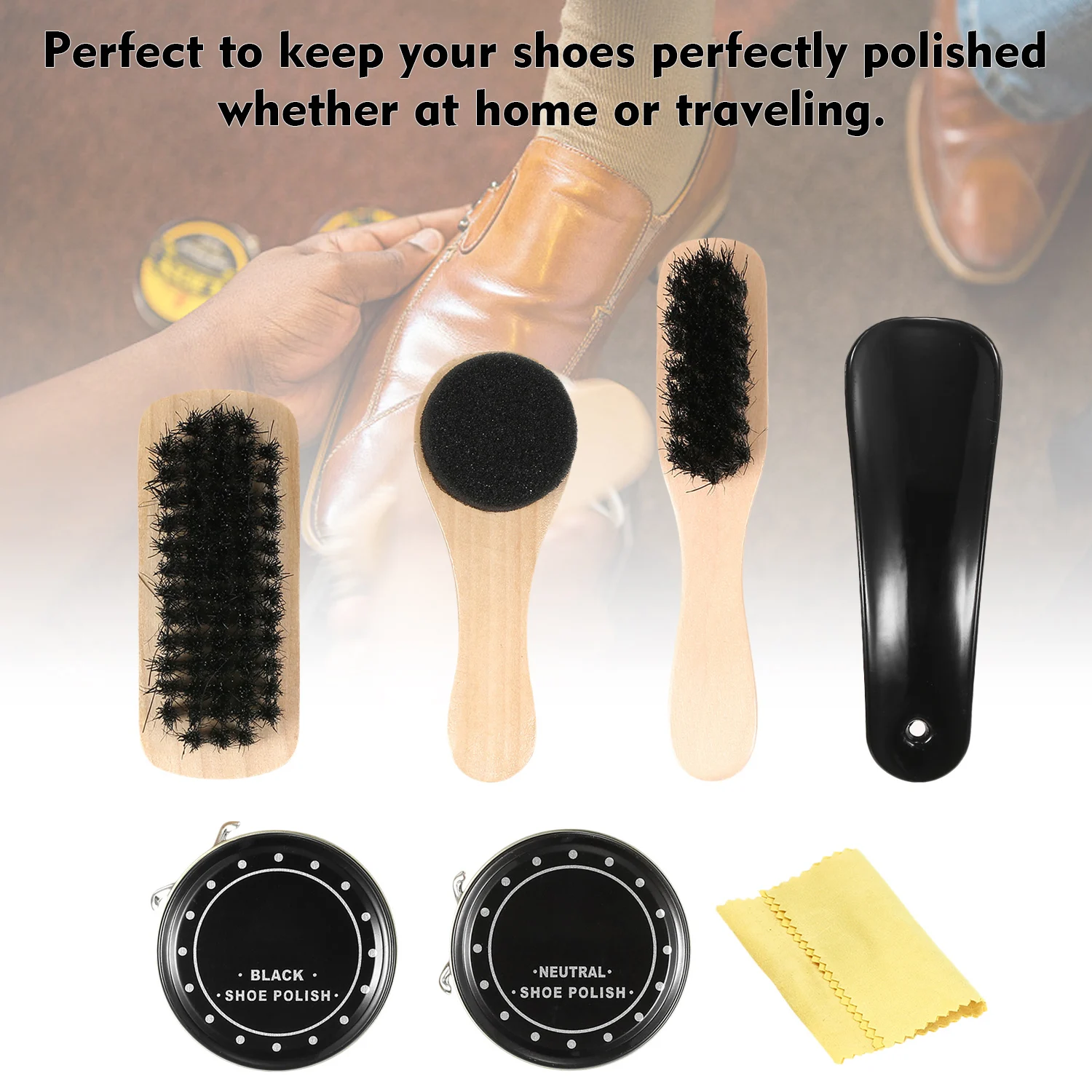 shoe polish brush set