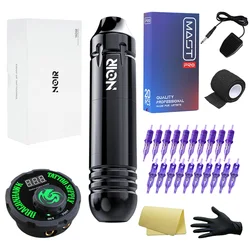 Hot Brand Noir Tattoo Kit Mast Pro Needles Permanent Makeup Machine Set With DragonHawk LCD Power Supply