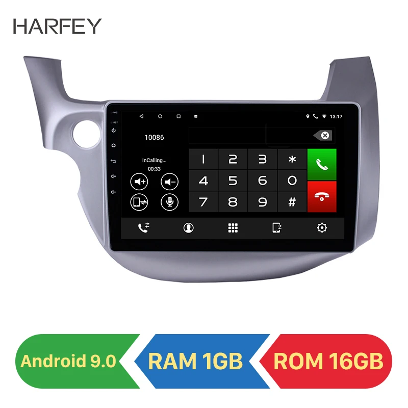 

Harfey Android 9.0 2Din HD 1024*600 10.1 inch GPS Car Radio Quad Core Stereo car Multimedia Player For Honda Fit With DVR