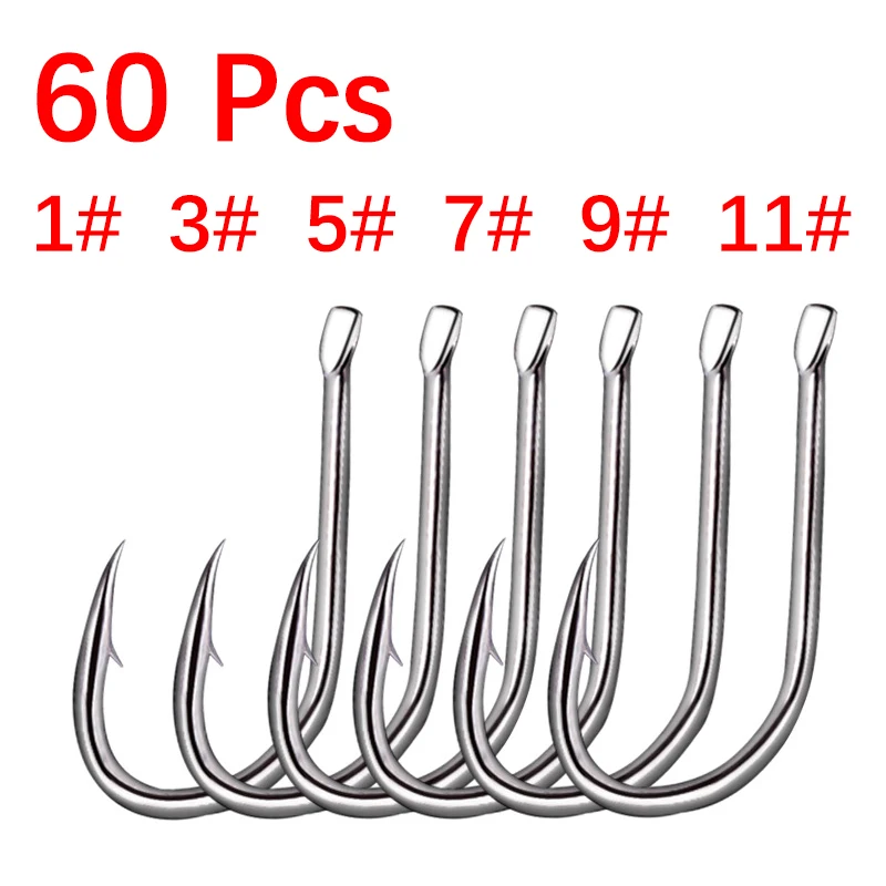 

60pcs/lot Fishing Soft Worm Hooks High Carbon Steel Wide Super Lock Fishhooks Lure Softjerk Hooks Fishing Tackle barb1#3#5#7#9#