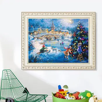 

New Diy5d Diamond Painting Christmas Bedroom Living Room Full of Explosive Cross Embroidered Brick and Stone Sticking Painting