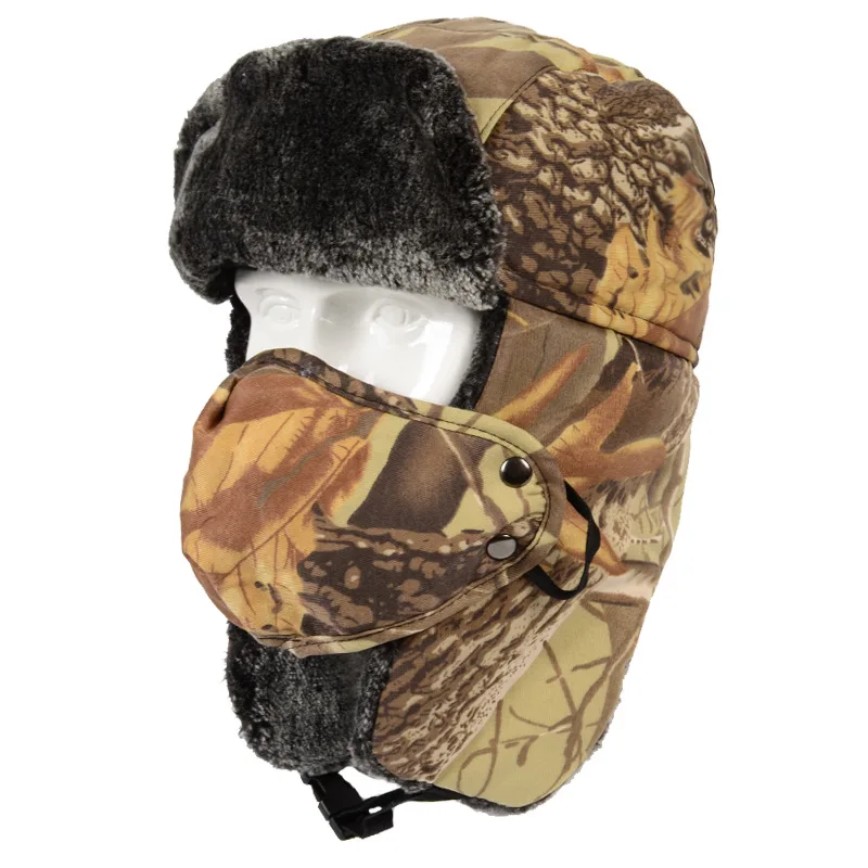Sparsil, мужская зимняя утолщенная шапка-бомбер, камуфляж для лица, маска, защитная лыжная шапка для езды, ветрозащитная теплая женская зимняя кепка, шапочки - Цвет: Yellow Camouflage