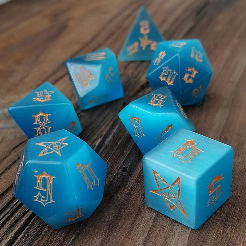Light Blue Opal Running Group Dice Coc Running Group Dnd Board Game Trpg Dice Cthulhu Running Group Gemstone Customization Prisms Aliexpress