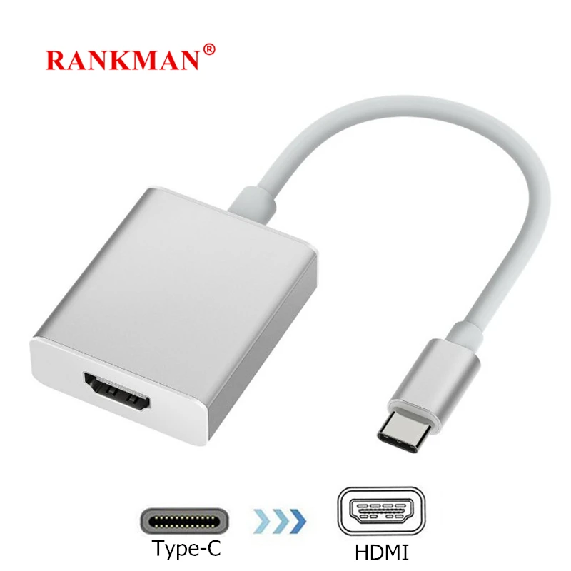 

Rankman Type-C to HDMI 4K USB C Adapter for Macbook Surface pro Samsung S9 Dex Huawei P30 Dock TV Projector Monitor