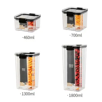 

460/700/1300/1800ml Plastic Food Storage Container Kitchen Refrigerator Noodle Box Multigrain Transparent Tank Sealed Cans
