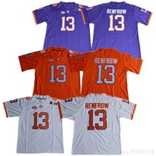 Мужская футболка Clemson college 13 Hunter Renfrow, цвет белый, фиолетовый, оранжевый, сшитая, размер S-3XL