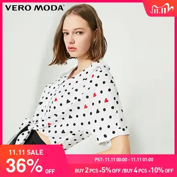 

Vero Moda Women's Polka Dots Print Lace-up Drop-shoulder Sleeves T-shirt | 319204505