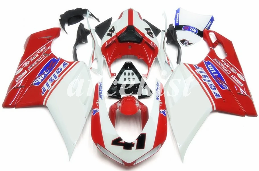 Литьевая Форма ABS Полный обтекатели наборы Подходит для Ducati 1098 848 1198 evo 2007 2008 2009 2010 2011 2012 набор тела красный белый