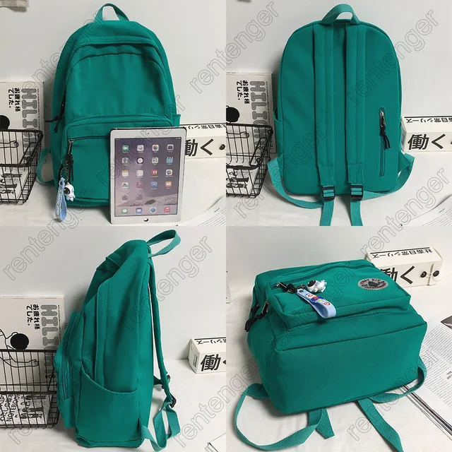 Girl Solid Color Fashion School Bag College Student Women Backpack Trendy Travel Lady Laptop Cute Backpack Green New Female Bag 6