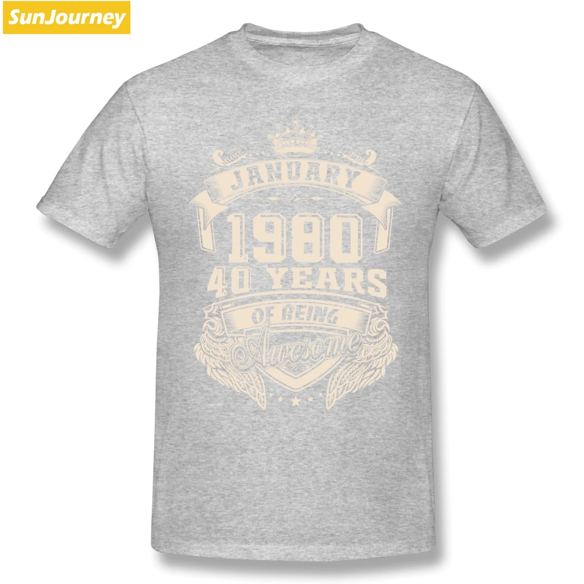 Born In January 1980 40 year Of Being Awesome футболка для мужчин размера плюс хлопок Crewneck короткий рукав на заказ Мужские Футболки s - Цвет: Серый