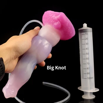 YOCY Huge Knot Dildo Wolf  Squirting Function Sex Toy For Men Fake Animal Penis Ejaculating Masturbator Spray Water Adult Masage 3