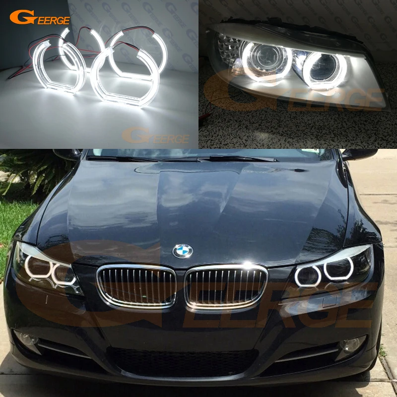 For BMW 3 Series E90 E91 LCI 2009-2012 Xenon headlight Excellent DTM Style Ultra bright led Angel Eyes halo rings Day Light