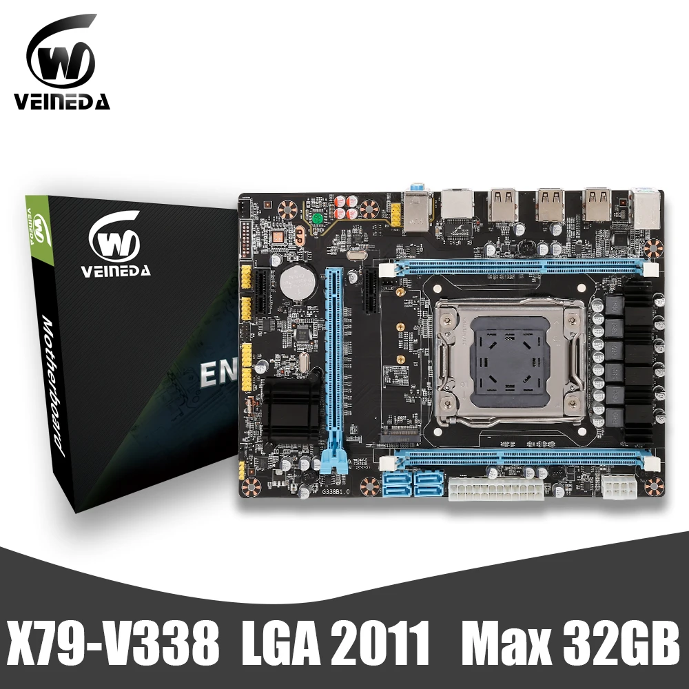 Материнская плата X79 LGA2011 ATX USB2.0 SATA3 PCI-E игровая материнская с поддержкой 32 ГБ DDR3