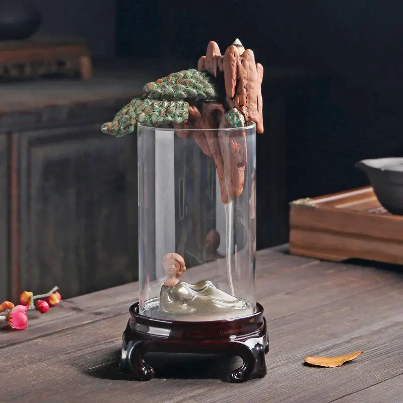 Часовая стеклянная девушка держатель для распространения благовоний стеклянный дым водопад курильница с держателем керамическая печь для ароматерапии домашний декор - Цвет: 2