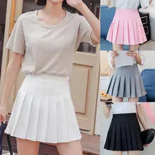 Женская плиссированная юбка в английском стиле с высокой талией, элегантная Однотонная юбка в школьном стиле, женская модная Милая Мини-юбка