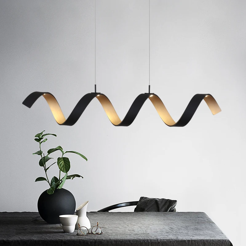 

Modern Home Lamp LED Pendant lights for living room Black golden spiral aluminum body Lamp fixtures home lamp