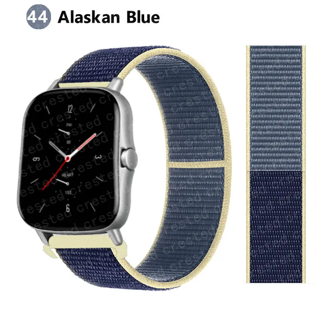 20/22mm Nylon band For Amazfit GTS/2/2e/GTS2 Mini/GTR 3 Pro 42mm/47mm/GTR2/2e/stratos 2/3 Sport Loop Bracelet Amazfit bip strap Alaskan Blue 45