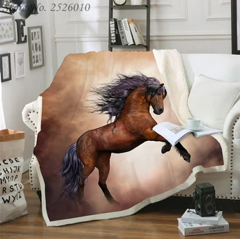 

Throw Blanket Galloping Horses 3D Velvet Plush Blanket Bedspread for Kids Girls Sherpa Blanket Couch Quilt Cover Travel 07