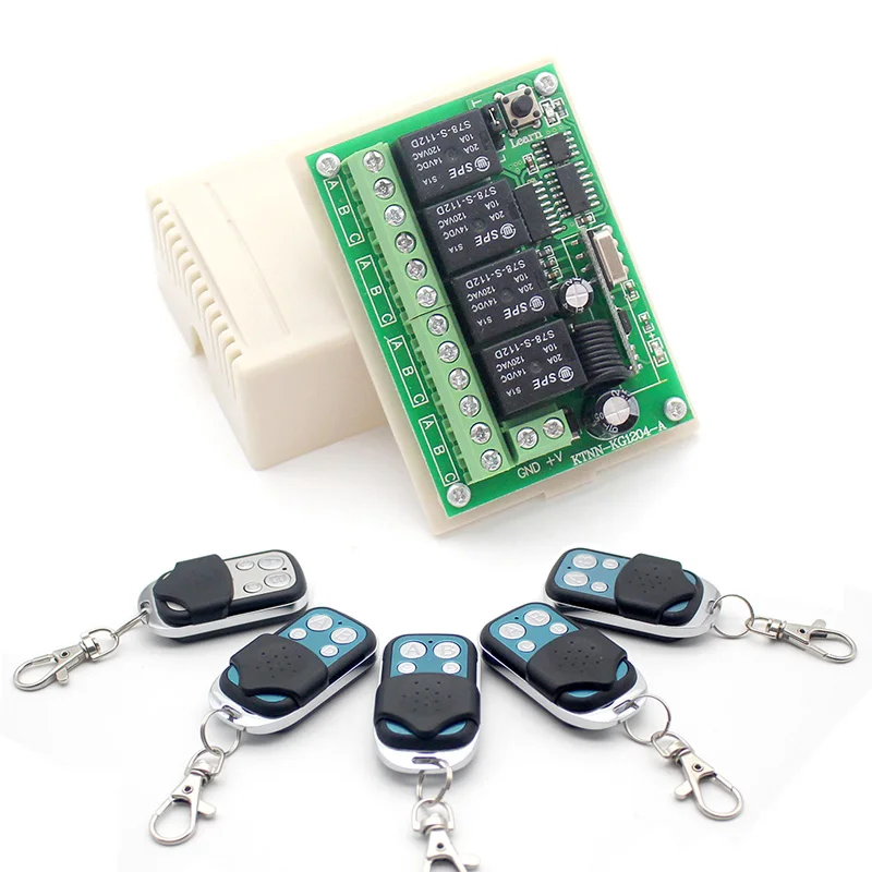 

433Mhz DC12V 4Gang Wireless Motor Remote Control DIY Switch with 4CH Transmitter for Automotive Rear Panel Module Controller