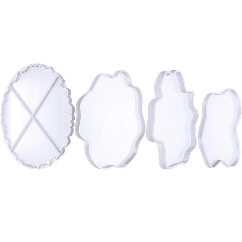 

4 Pieces Silicone Coasters Mold Agate Coaster Molds Irregular Shaped Epoxy Resin Molds for Making Coaster Pendant Bowl Mat Agate