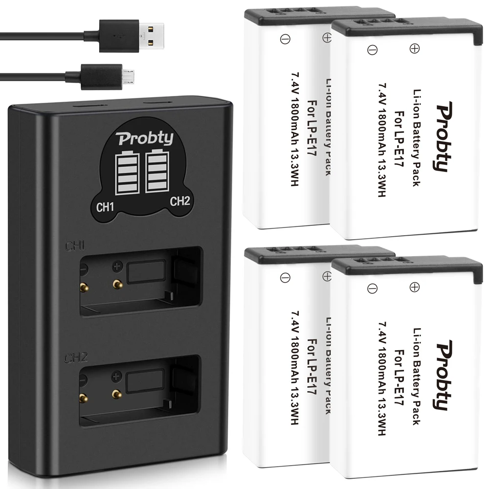 4 шт. LPE17 LP E17 LP-E17 Батарея+ светодиодный USB двойной Зарядное устройство для цифровой однообъективной зеркальной камеры Canon EOS 200D M3 M6 750D 760D T6i T6s 800D 8000D поцелуй X8i камеры
