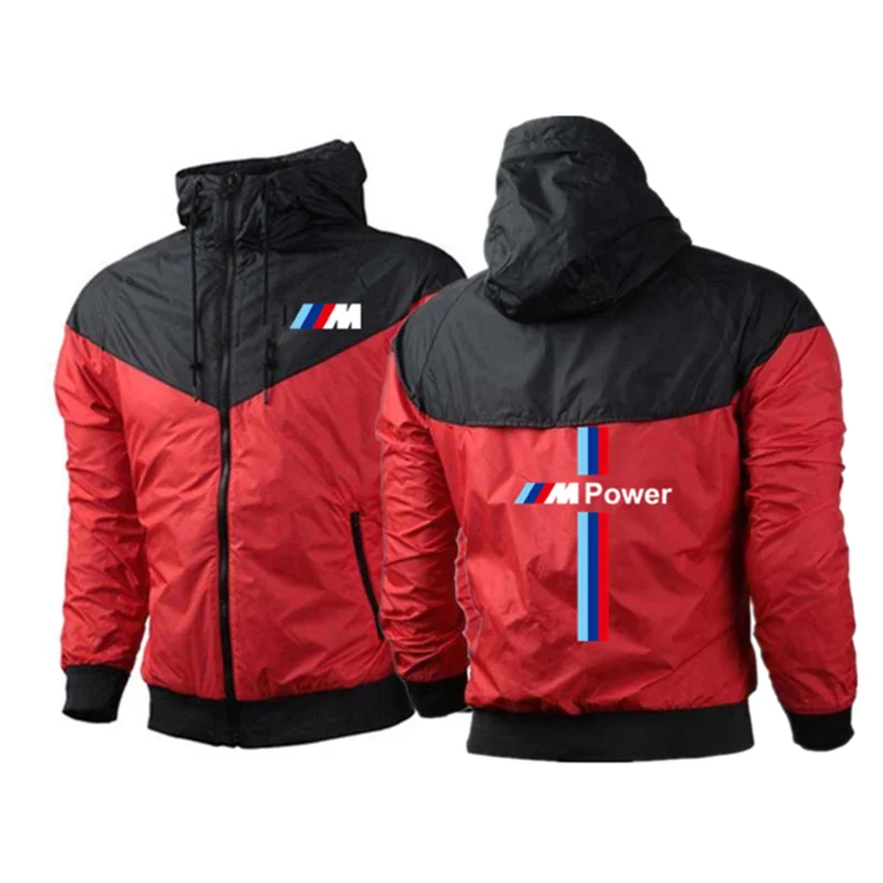 Bmw M Power-chaqueta clásica para hombre, Sudadera con capucha impermeable, empalme, a la moda, con cremallera, rompevientos, abrigos informales, Tops de otoño, novedad de 2021