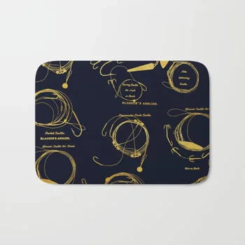 

New Funny Rugs Maritime Pattern- Gold Fishing Darkblue Doormat Bath Mat Foot Pad Home Decor Bathroom Carpet Door Mat Floor Mats