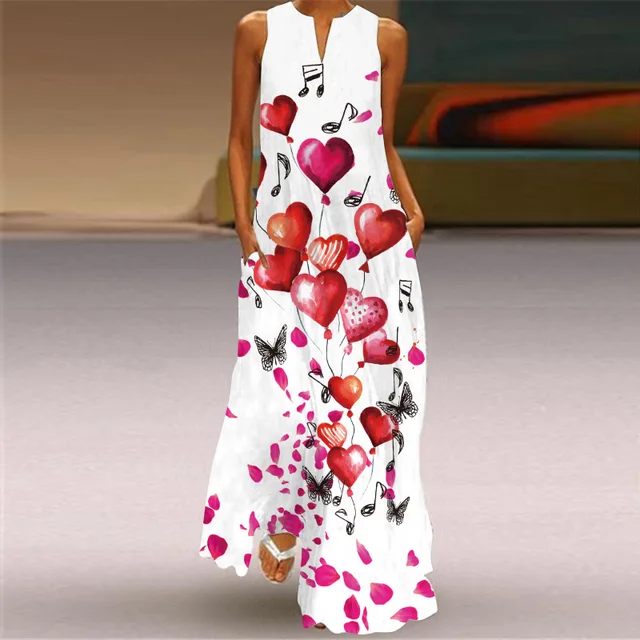 WAYOFLOVE Butterfly Printed White Dress 2021 Casual Breathable Long Dresses Summer Woman Sleeveless Girls Beach Maxi Dress Women 6