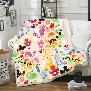 

Cartoon Mickey Blanket Fashion Large Super Soft Throw Wool & Cashmere Blanket for Adults Yarn Dyed Plaid Blanket Kids Gift