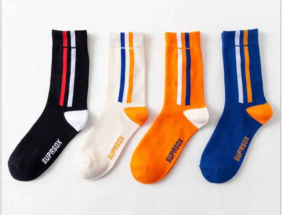 

Hot sale stripe stockings trend skateboard stockings color with new cotton stockings trend brand stockings for men